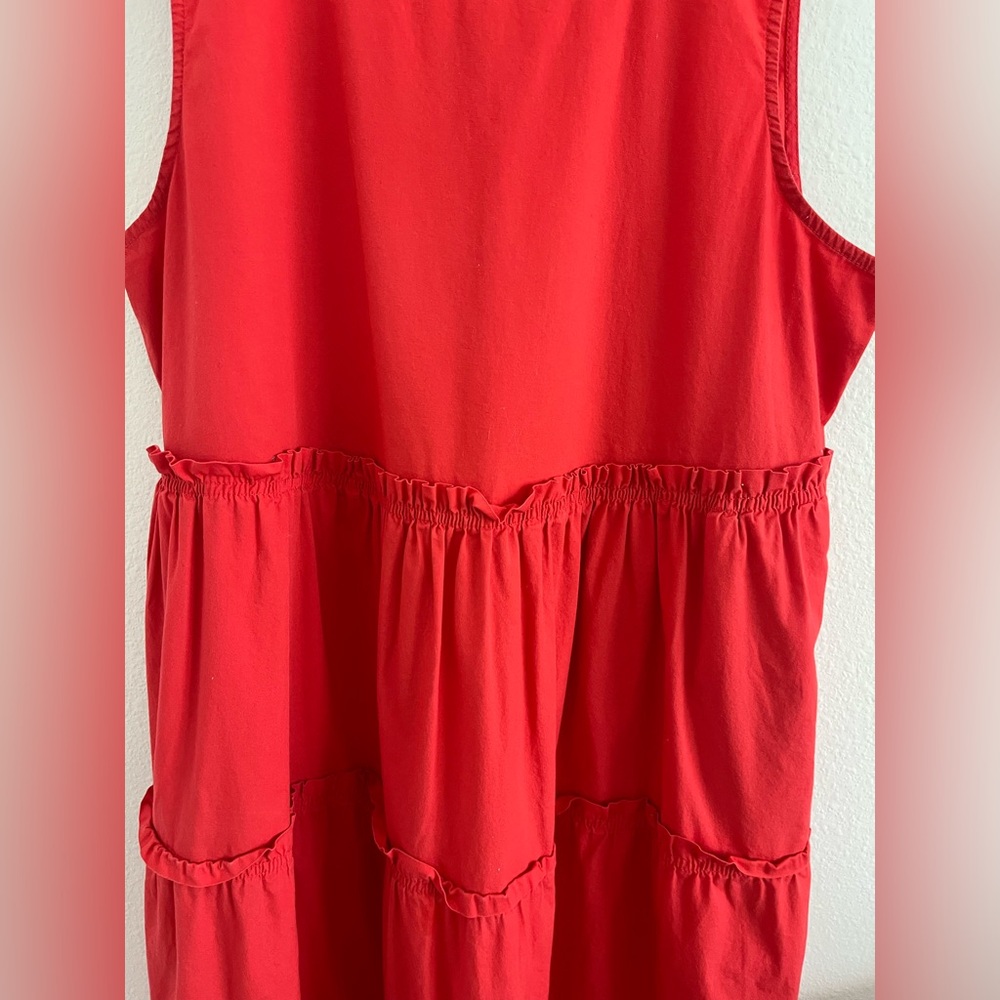 J.Crew Sleeveless Tiered Sleeveless Midi Dress Coral Pink size 12 Boho - Picture 5 of 11